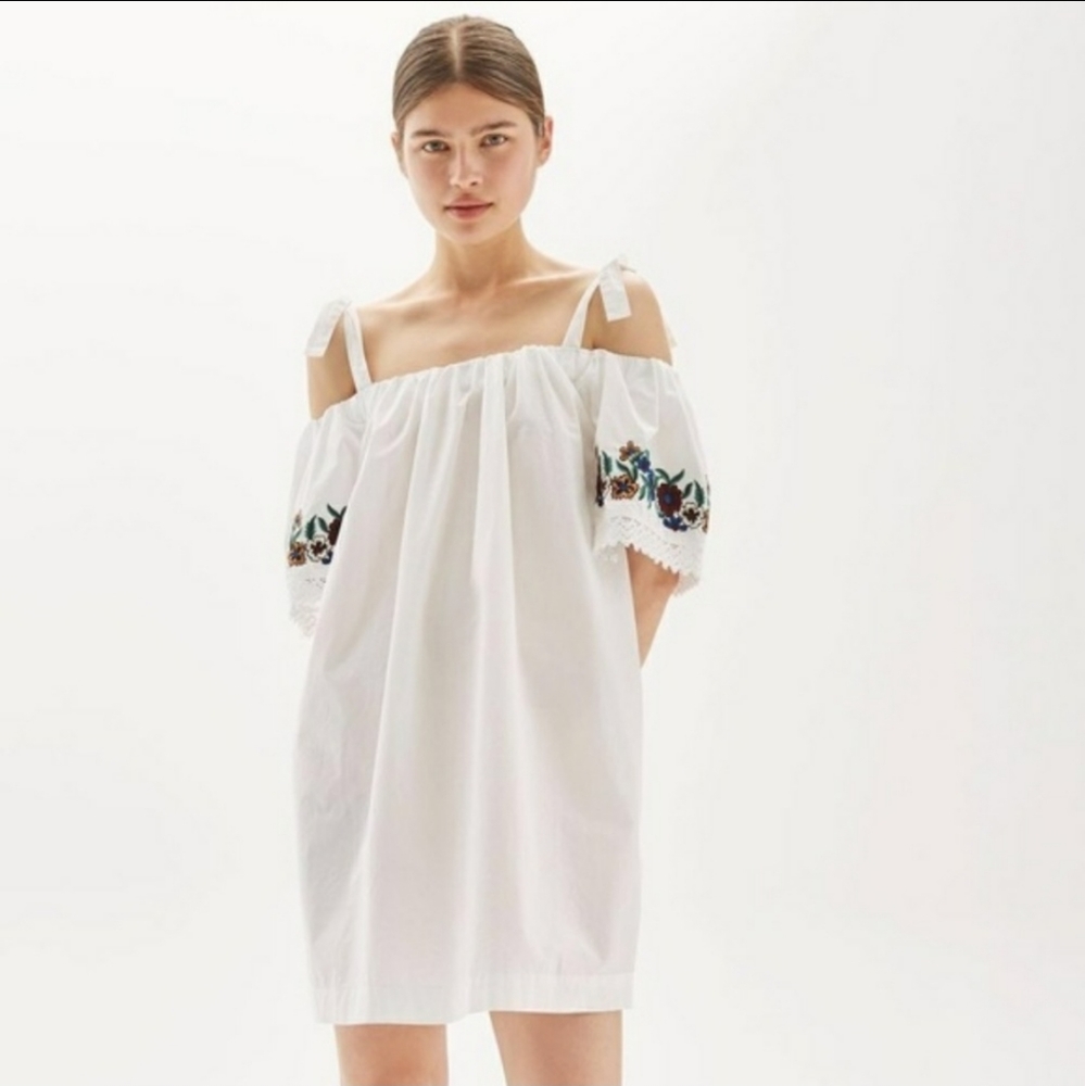 Topshop White Off-Shoulder Mini Dress